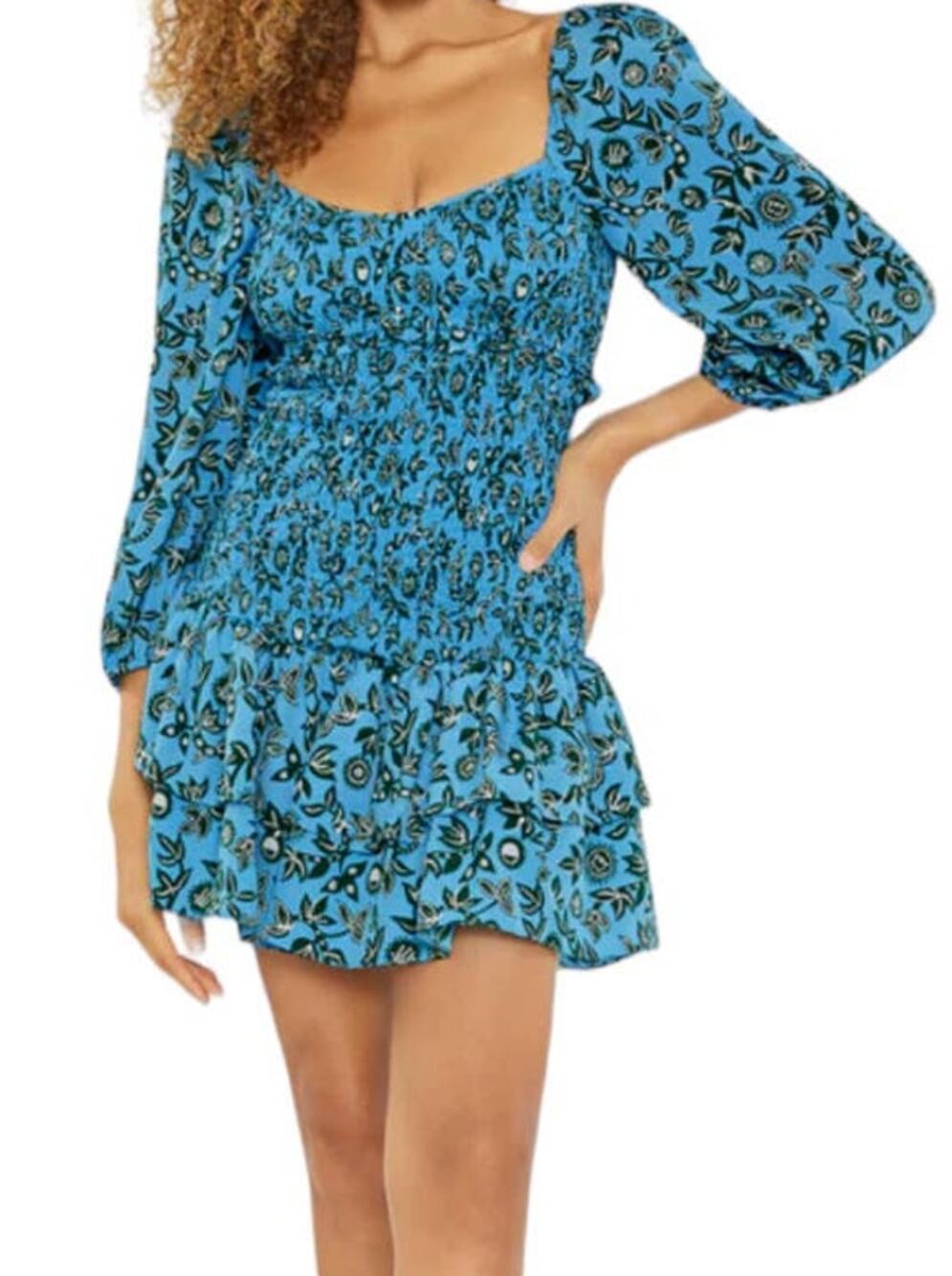 Likely Dress Darby ruffled minidress blue size 6